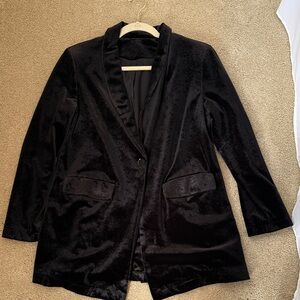 New Elegant Black Velvet Women's Blazer